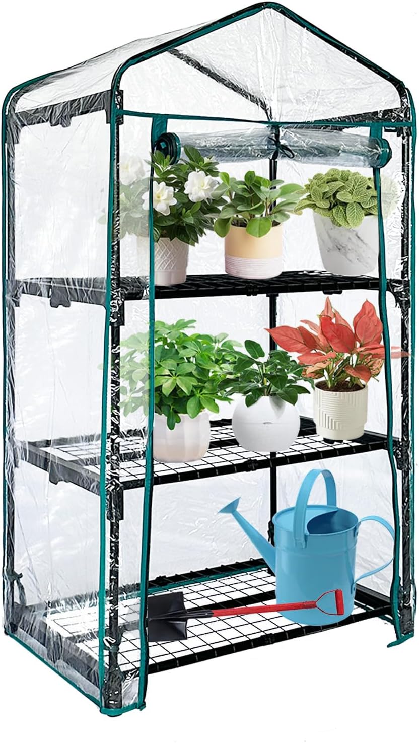 3 Tier mini Indoor Greenhouse Upgraded with Shelf Clips,27"x19"x50" Greenhouse for Indoors&greenhouses for