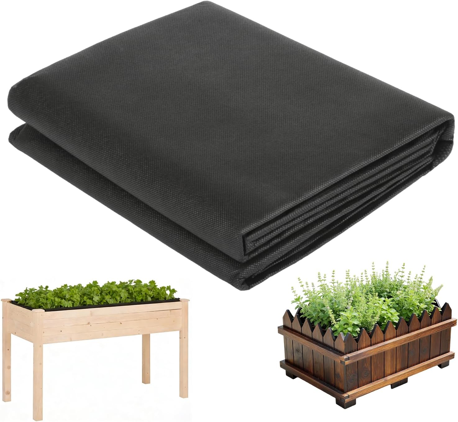 Raised Garden Bed Liner, Cuttable Non Woven Fabric Plant Liner, Non Woven